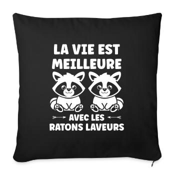 Humour Raton laveur - Housse de coussin décorative 45 x 45 cm - noir - Devant