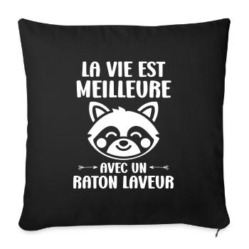 Humour Raton laveur - Housse de coussin décorative 45 x 45 cm - noir - Devant
