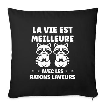 Humour Raton laveur - Housse de coussin décorative 45 x 45 cm - noir - Devant