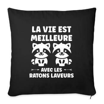 Humour Raton laveur - Housse de coussin décorative 45 x 45 cm - noir - Devant