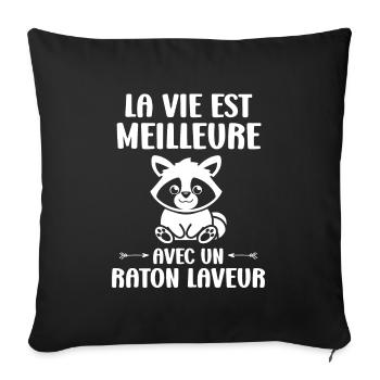 Humour Raton laveur - Housse de coussin décorative 45 x 45 cm - noir - Devant