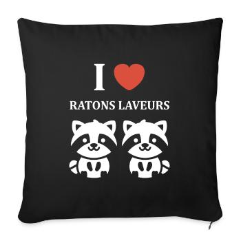 Humour Raton laveur - Housse de coussin décorative 45 x 45 cm - noir - Devant