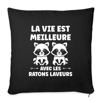 Humour Raton laveur - Housse de coussin décorative 45 x 45 cm - noir - Devant