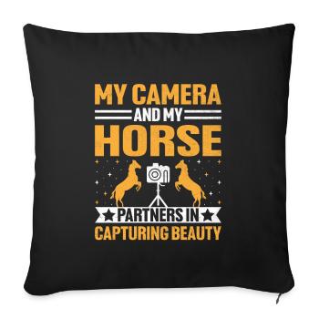 Horse Photography Horseback Riding Horses Hobby Ph - Sofa pillowcase 17,3'' x 17,3'' (45 x 45 cm) - black - Front