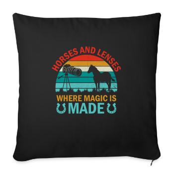 Pferdefotografie Reiten Pferde Hobby Ph - Sofakissenbezug 45 x 45 cm - Schwarz - Vorne