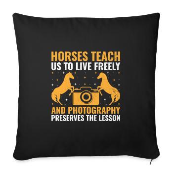 Horse Photography Horseback Riding Horses Hobby Ph - Sofa pillowcase 17,3'' x 17,3'' (45 x 45 cm) - black - Front