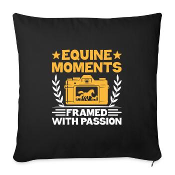 Photographie de cheval Équitation Chevaux Hobby Ph - Housse de coussin décorative 45 x 45 cm - noir - Devant