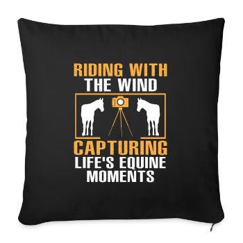 Photographie de cheval Équitation Chevaux Hobby Ph - Housse de coussin décorative 45 x 45 cm - noir - Devant