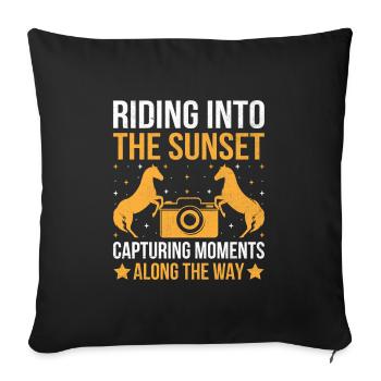 Photographie de cheval Équitation Chevaux Hobby Ph - Housse de coussin décorative 45 x 45 cm - noir - Devant