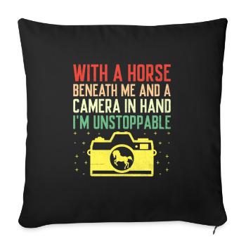 Horse Photography Horseback Riding Horses Hobby Ph - Sofa pillowcase 17,3'' x 17,3'' (45 x 45 cm) - black - Front