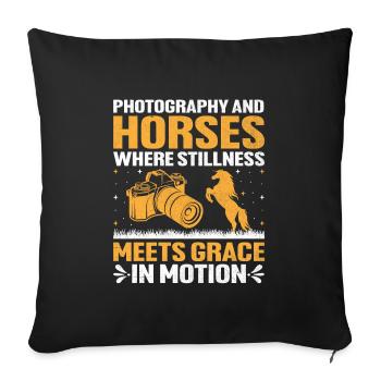 Photographie de cheval Équitation Chevaux Hobby Ph - Housse de coussin décorative 45 x 45 cm - noir - Devant
