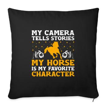 Photographie de cheval Équitation Chevaux Hobby Ph - Housse de coussin décorative 45 x 45 cm - noir - Devant