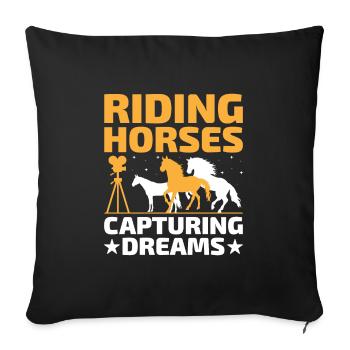 Photographie de cheval Équitation Chevaux Hobby Ph - Housse de coussin décorative 45 x 45 cm - noir - Devant