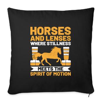 Photographie de cheval Équitation Chevaux Hobby Ph - Housse de coussin décorative 45 x 45 cm - noir - Devant