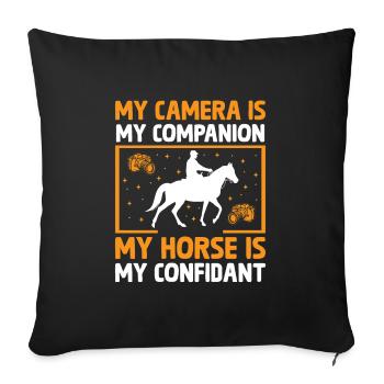 Photographie de cheval Équitation Chevaux Hobby Ph - Housse de coussin décorative 45 x 45 cm - noir - Devant