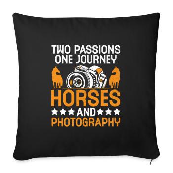 Photographie de cheval Équitation Chevaux Hobby Ph - Housse de coussin décorative 45 x 45 cm - noir - Devant