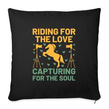 Photographie de cheval Équitation Chevaux Hobby Ph - Housse de coussin décorative 45 x 45 cm - noir - Devant