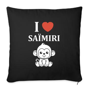 Singe Saïmiri - Housse de coussin décorative 45 x 45 cm - noir - Devant