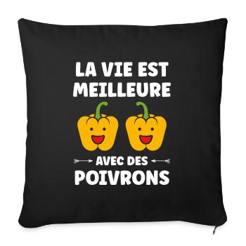 Humour poivron - Housse de coussin décorative 45 x 45 cm - noir - Devant