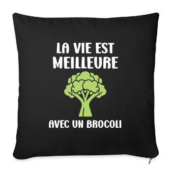 humour brocoli - Housse de coussin décorative 45 x 45 cm - noir - Devant