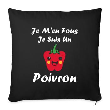 Humour poivron - Housse de coussin décorative 45 x 45 cm - noir - Devant