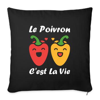 Humour poivron - Housse de coussin décorative 45 x 45 cm - noir - Devant