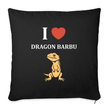 Dragon barbu - Housse de coussin décorative 45 x 45 cm - noir - Devant