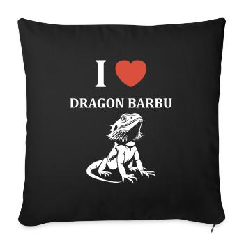 Dragon barbu - Housse de coussin décorative 45 x 45 cm - noir - Devant