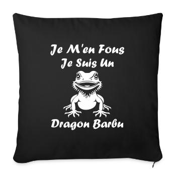Dragon barbu - Housse de coussin décorative 45 x 45 cm - noir - Devant