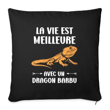 Dragon barbu - Housse de coussin décorative 45 x 45 cm - noir - Devant