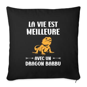 Dragon barbu - Housse de coussin décorative 45 x 45 cm - noir - Devant