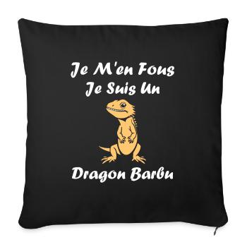 Dragon barbu - Housse de coussin décorative 45 x 45 cm - noir - Devant