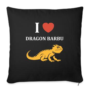 Dragon barbu - Housse de coussin décorative 45 x 45 cm - noir - Devant