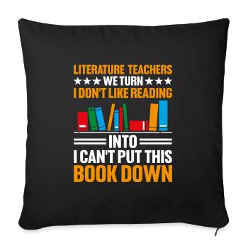 Literature Teacher School Teacher Funny Teachers S - Sofa pillowcase 17,3'' x 17,3'' (45 x 45 cm) - black - Front