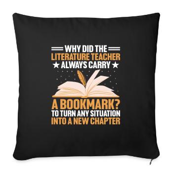 Literature Teacher School Teacher Funny Teachers S - Sofa pillowcase 17,3'' x 17,3'' (45 x 45 cm) - black - Front