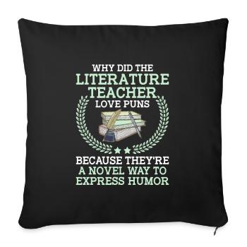 Literature Teacher School Teacher Funny Teachers S - Sofa pillowcase 17,3'' x 17,3'' (45 x 45 cm) - black - Front