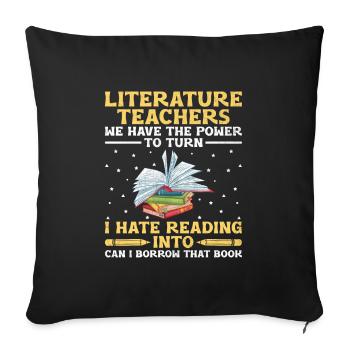 Literature Teacher School Teacher Funny Teachers S - Sofa pillowcase 17,3'' x 17,3'' (45 x 45 cm) - black - Front