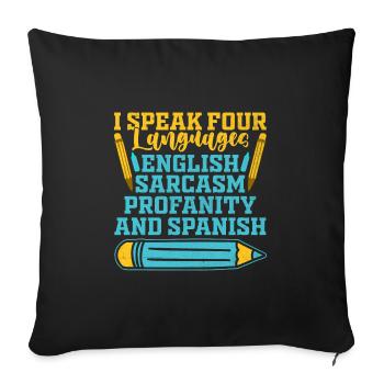Professeur de langues étrangères École Professeurs de langues - Housse de coussin décorative 45 x 45 cm - noir - Devant