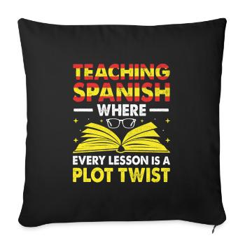 Professeur de langues étrangères École Professeurs de langues - Housse de coussin décorative 45 x 45 cm - noir - Devant