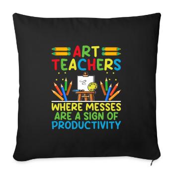 Art Teacher School Teacher Funny Art Teachers Scho - Sofa pillowcase 17,3'' x 17,3'' (45 x 45 cm) - black - Front