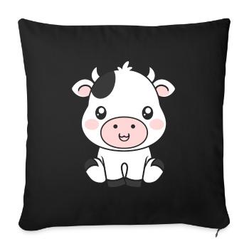 vache - Housse de coussin décorative 45 x 45 cm - noir - Devant