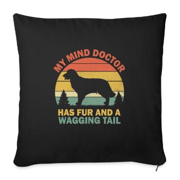 My Mind Doctor Has Fur And A Wagging Tail Golden R - Sofa pillowcase 17,3'' x 17,3'' (45 x 45 cm) - black - Front