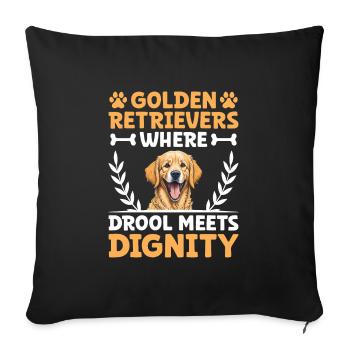 Golden Retrievers Where Drool Meets Dignity GR Dog - Sofa pillowcase 17,3'' x 17,3'' (45 x 45 cm) - black - Front