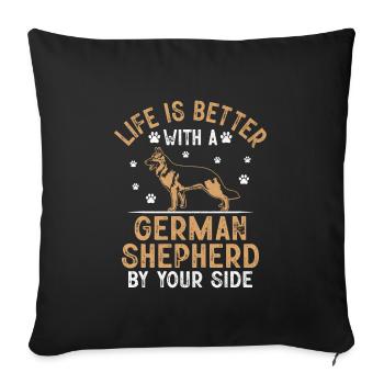La vie est meilleure avec un berger allemand à vos côtés - Housse de coussin décorative 45 x 45 cm - noir - Devant