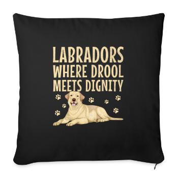 Labradors Where Drool Meets Dignity Labrador Retri - Sofa pillowcase 17,3'' x 17,3'' (45 x 45 cm) - black - Front