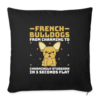 Französische Bulldoggen Von Charmant Bis Charmant Stubbo - Sofakissenbezug 45 x 45 cm - Schwarz - Vorne