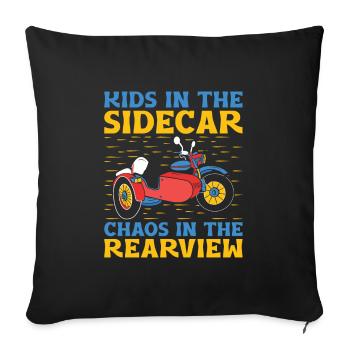 Enfants dans le side-car Chaos dans le rétroviseur Motorcyc - Housse de coussin décorative 45 x 45 cm - noir - Devant