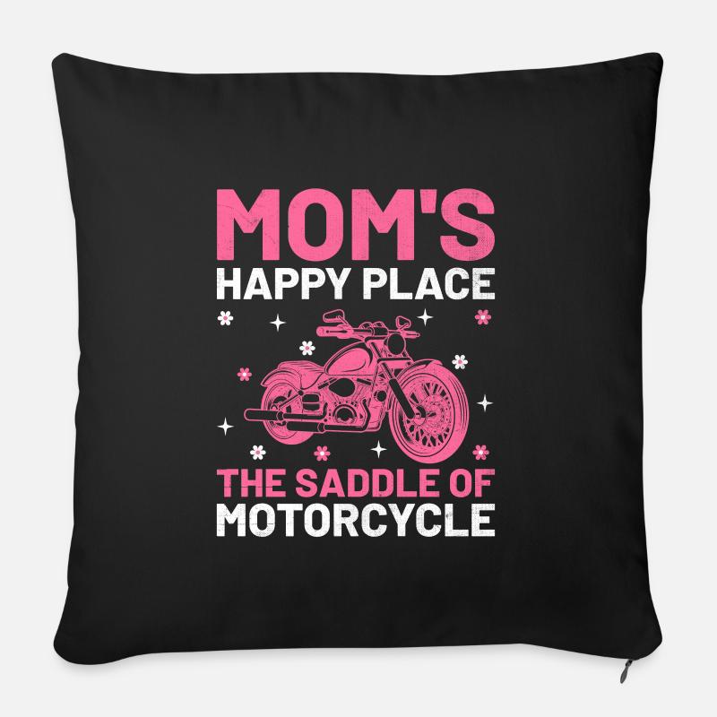 Mamas glücklicher Ort Der Sattel Von Motorrad Motorcy - Sofakissenbezug 45 x 45 cm - Schwarz