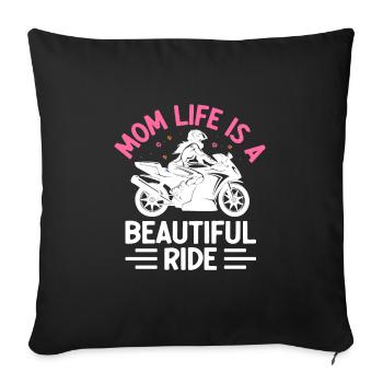 Mom Life Is A Beautiful Ride Motorcycling Biker - Sofa pillowcase 17,3'' x 17,3'' (45 x 45 cm) - black - Front
