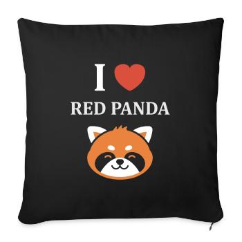 Panda roux - Housse de coussin décorative 45 x 45 cm - noir - Devant